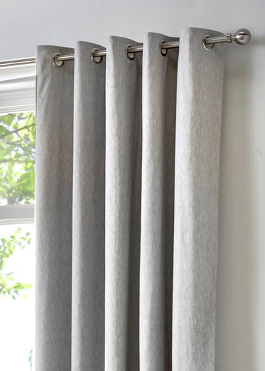 Fusion Cannes Woven Silver Eyelet Curtains