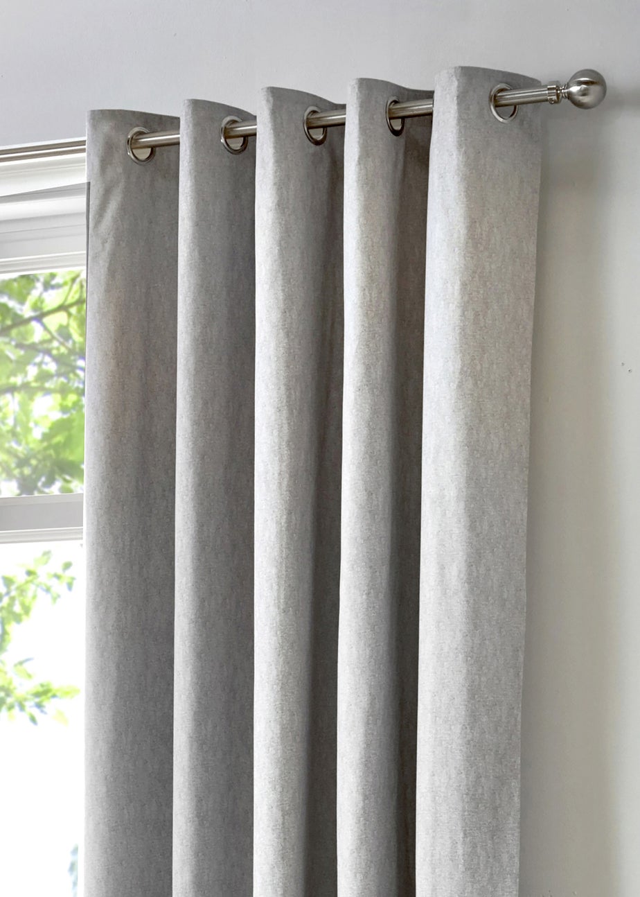 Fusion Cannes Woven Silver Eyelet Curtains