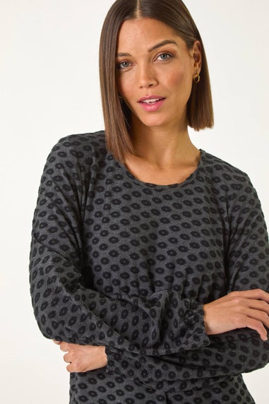 Roman Dark Grey Geometric Flocked Dress