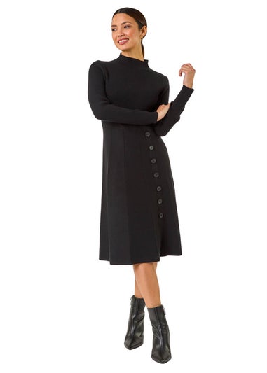 Roman Black Button Detail Knitted Dress