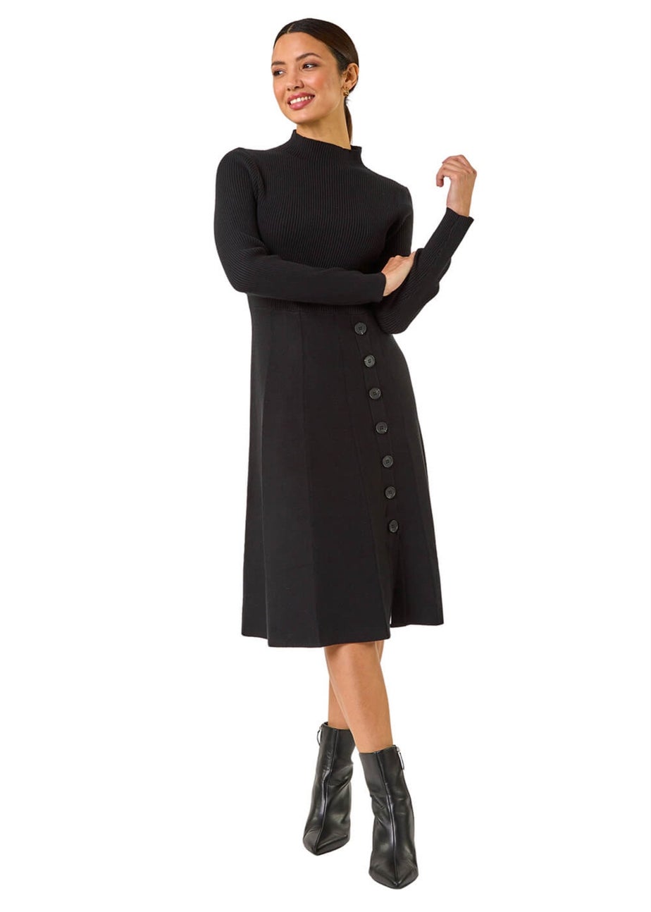 Roman Black Button Detail Knitted Dress