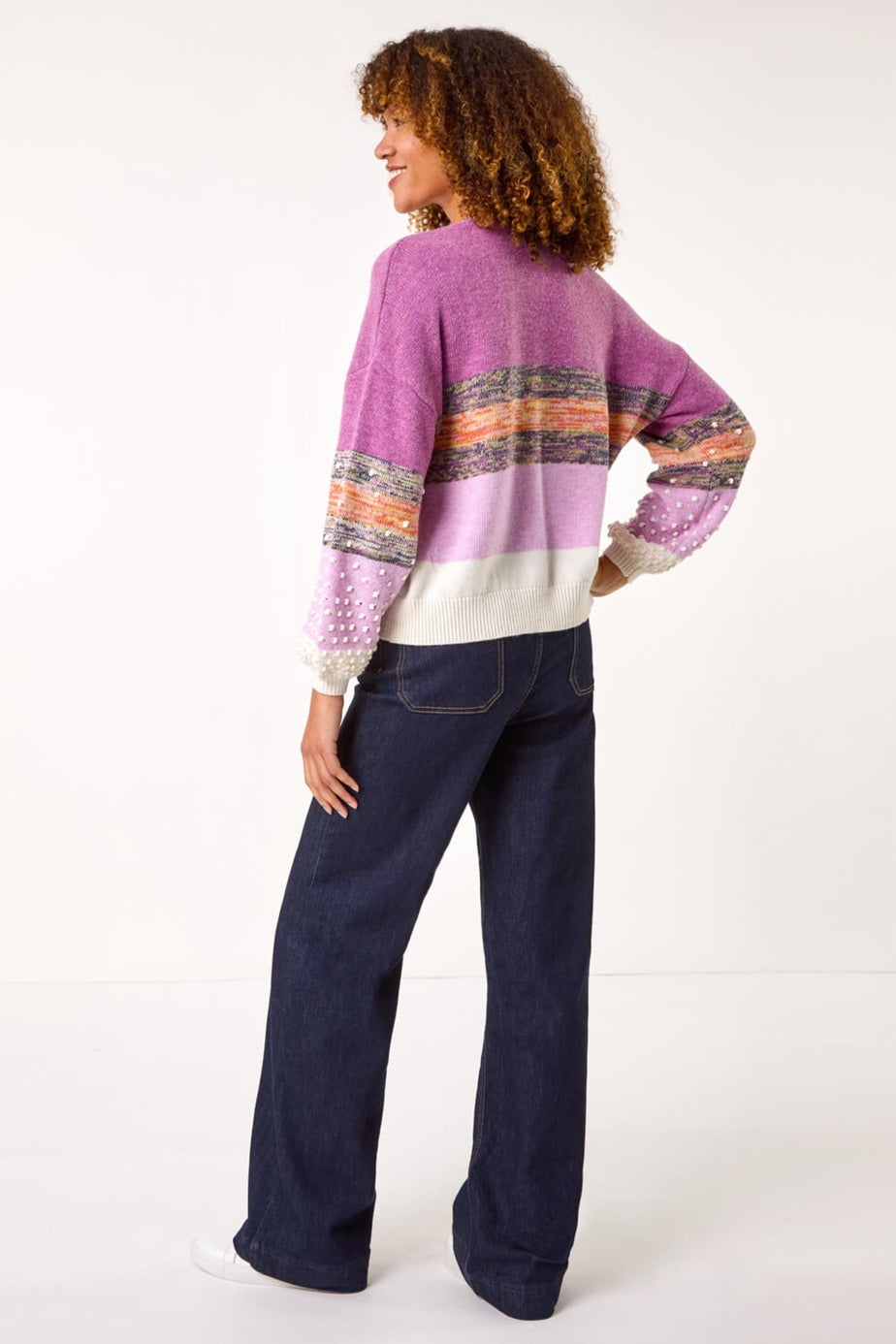 Roman Lilac Textured Bobble Knit Crew Jumper