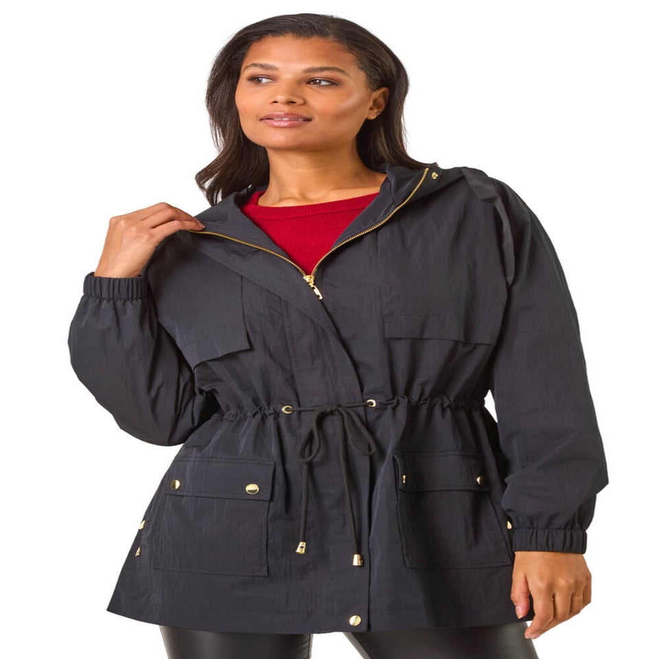 Roman Black Shower Resistant Rain Jacket