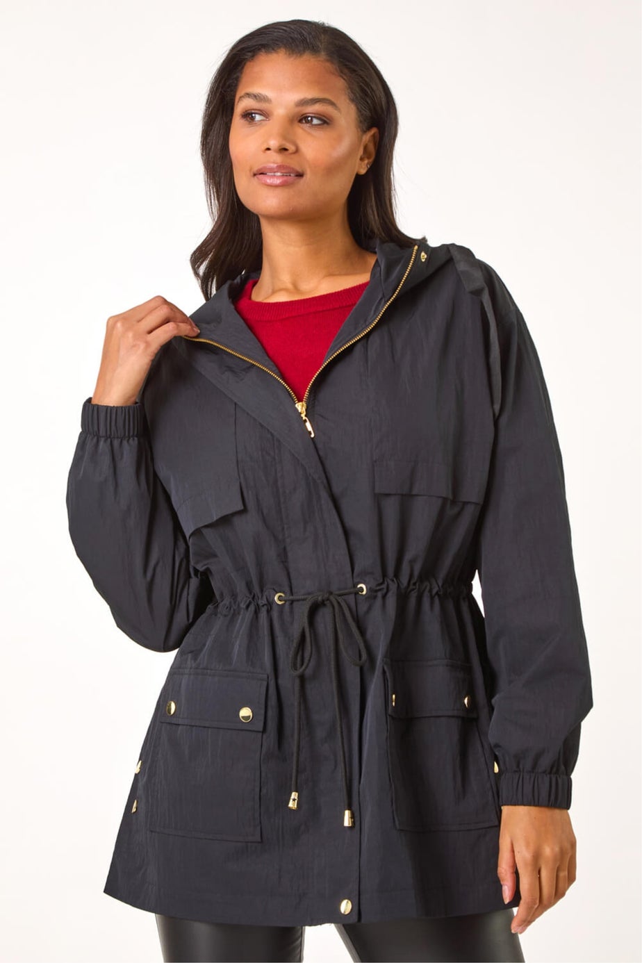 Roman Black Shower Resistant Rain Jacket