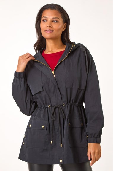 Roman Black Shower Resistant Rain Jacket