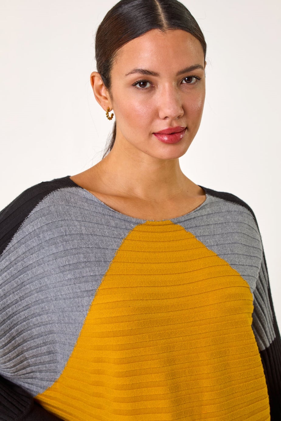 Roman Ochre Colour Block Knit Jumper