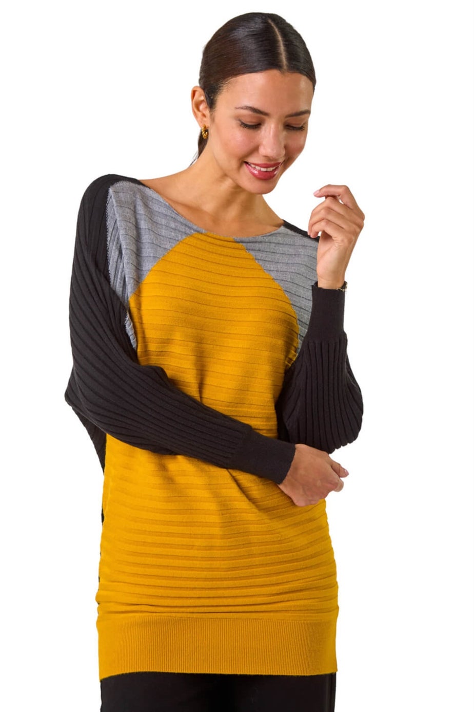 Roman Ochre Colour Block Knit Jumper