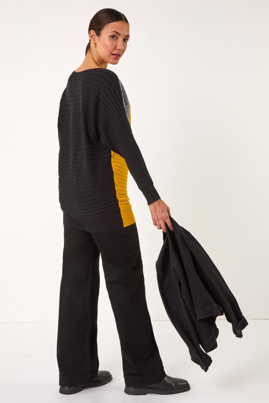 Roman Ochre Colour Block Knit Jumper