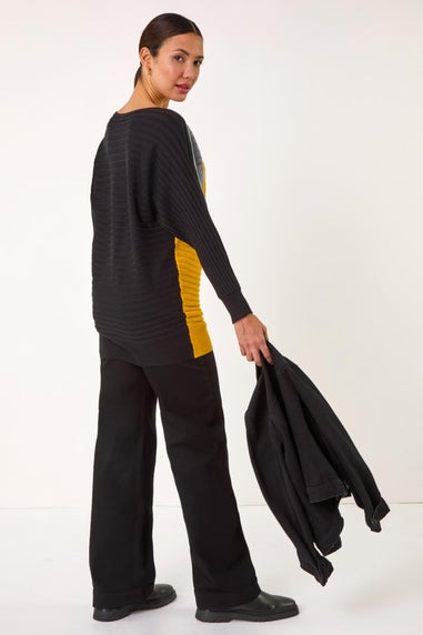 Roman Ochre Colour Block Knit Jumper