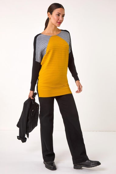 Roman Ochre Colour Block Knit Jumper