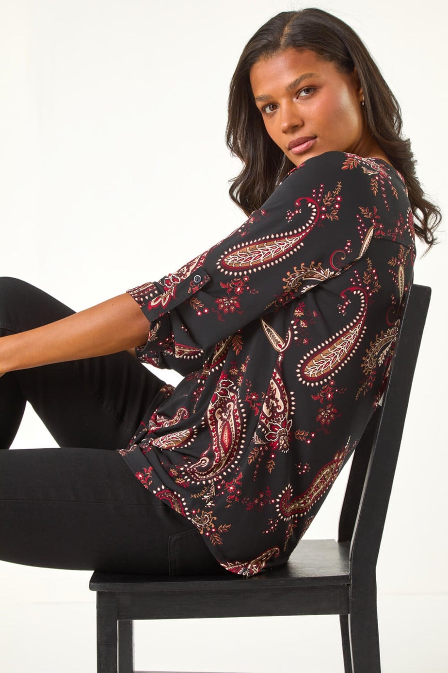 Roman Red Textured Paisley Print Shirt