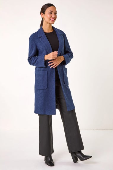 Roman Navy Single Breasted Longline Coatigan