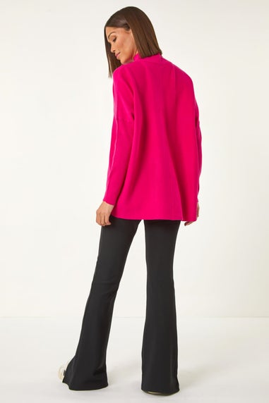 Roman Fuchsia Ribbed High Neck Knit Jumper