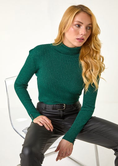 Dusk Green Dusk Stripe Turtle Neck Knit Jumper