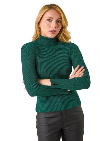Dusk Green Dusk Stripe Turtle Neck Knit Jumper