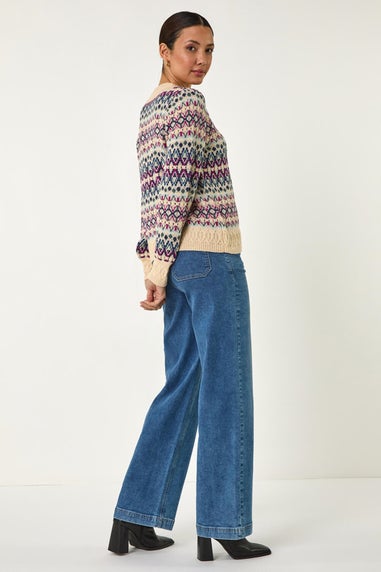 Roman Teal Delicate Scallop Fairisle Jumper