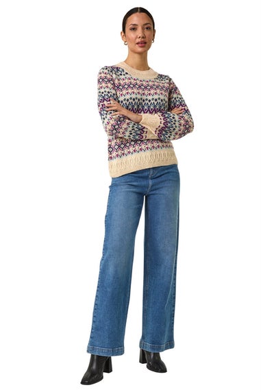 Roman Teal Delicate Scallop Fairisle Jumper