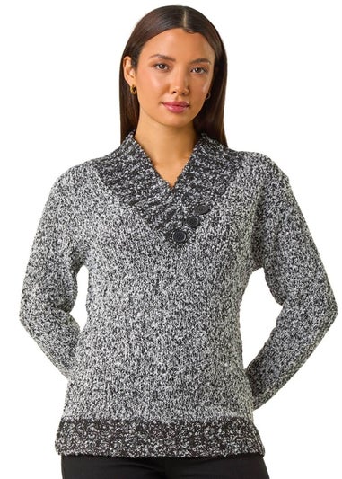 Roman Charcoal Textured Overlap Jumper