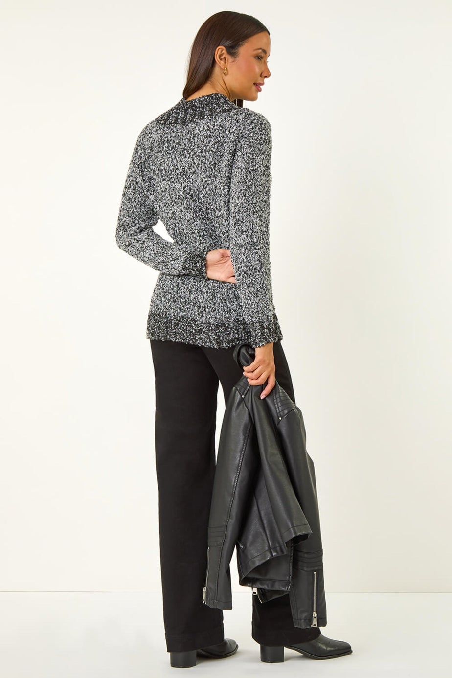 Roman Charcoal Textured Overlap Jumper