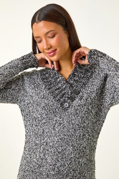 Roman Charcoal Textured Overlap Jumper