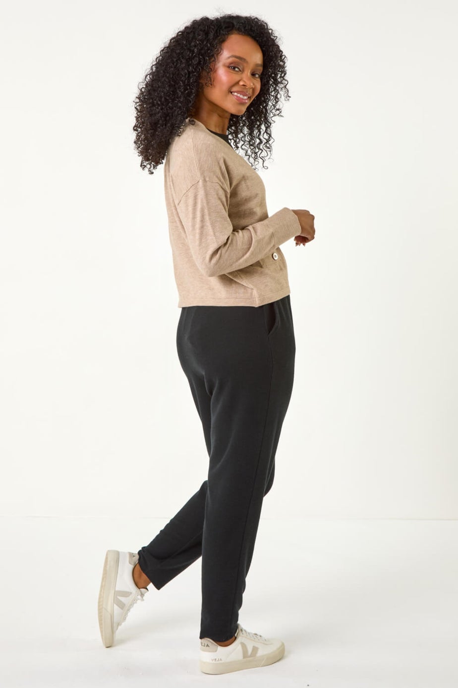 Roman Stone Petite Buttoned Knit Cardigan