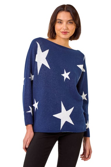 Roman Navy Star Jacquard Jumper