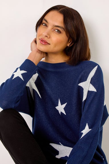 Roman Navy Star Jacquard Jumper