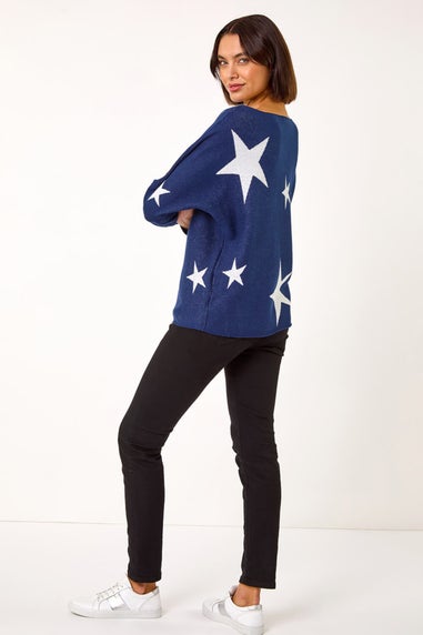 Roman Navy Star Jacquard Jumper