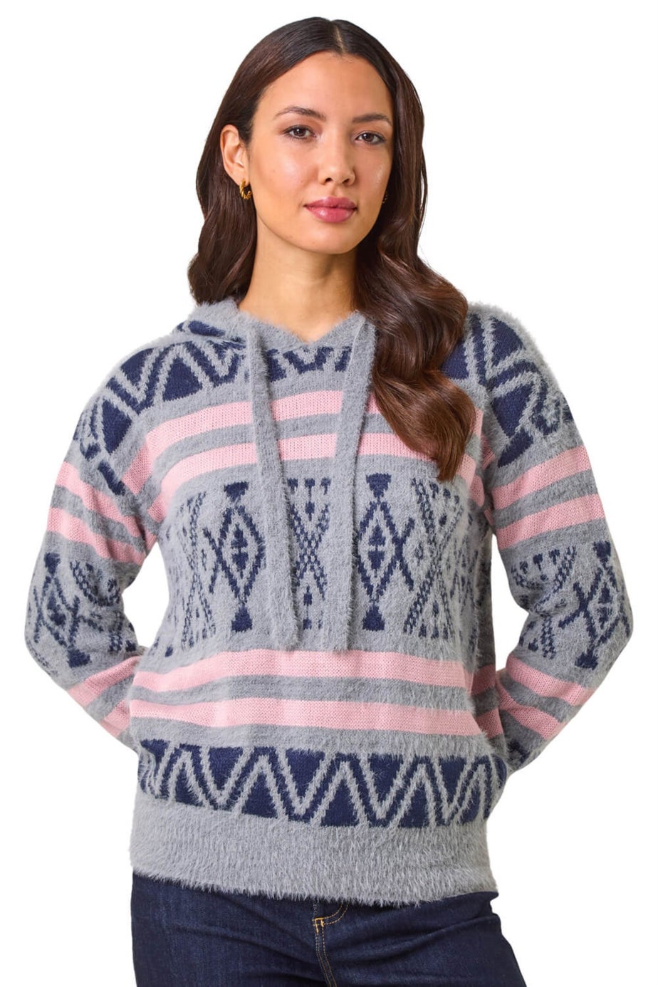 Roman Grey Jacquard Knit Hoodie