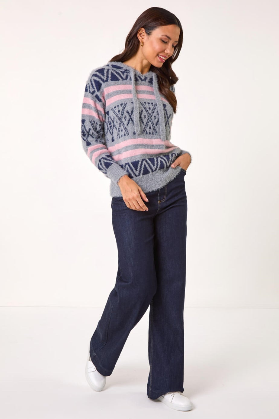 Roman Grey Jacquard Knit Hoodie