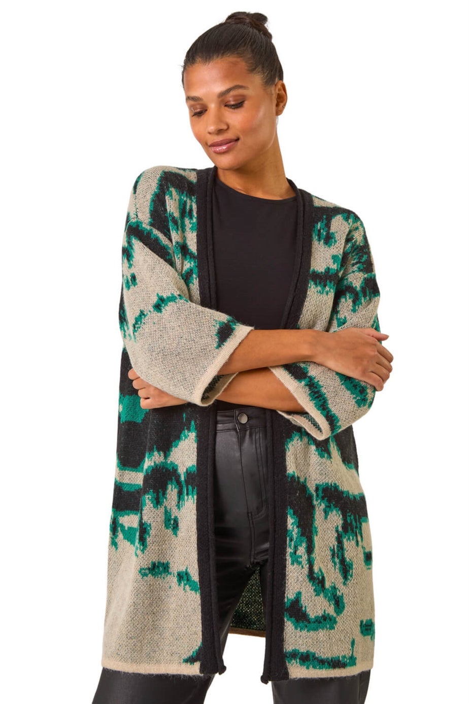 Roman Grey Abstract Print Knit Cover Up