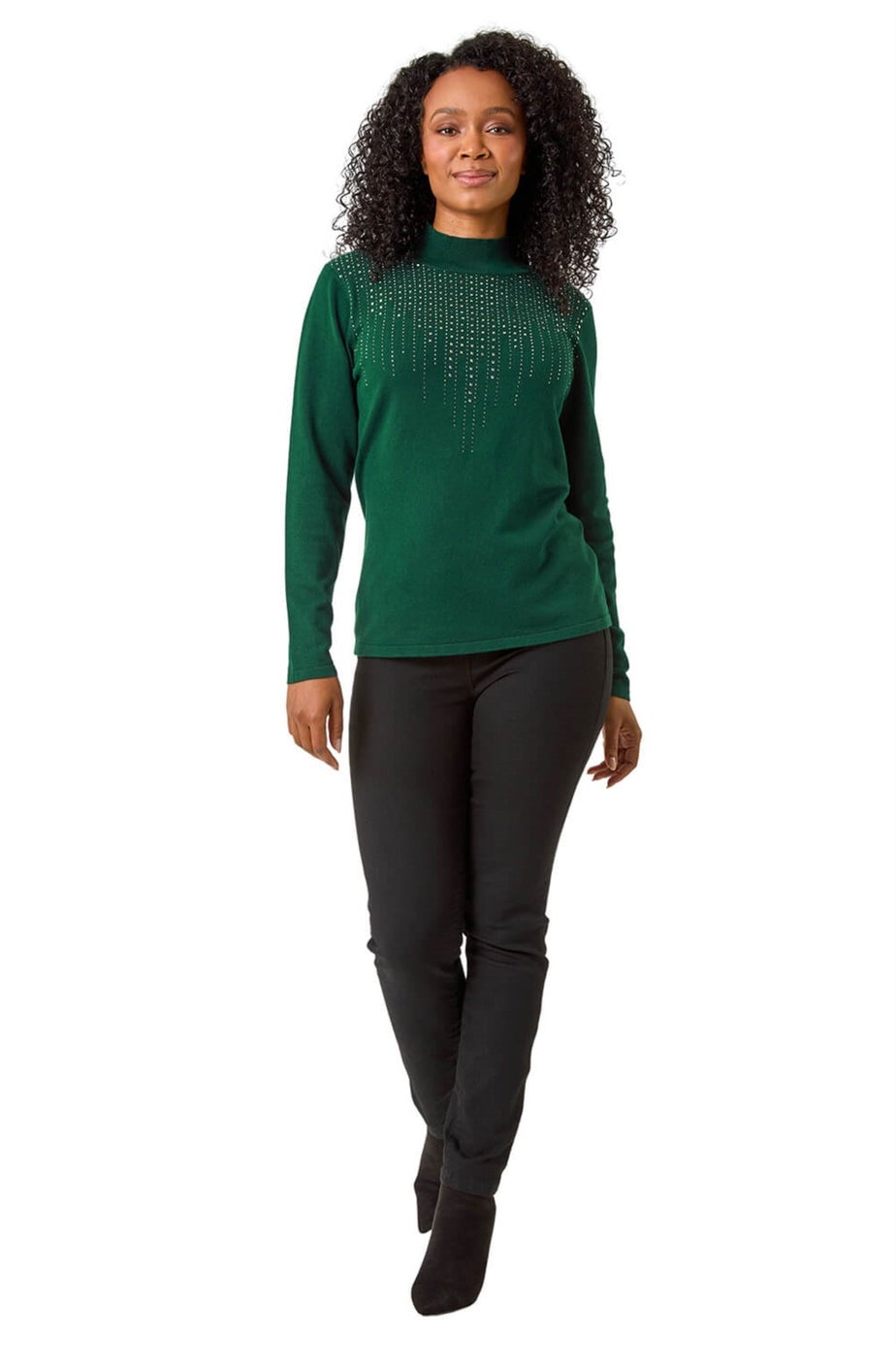 Roman Dark Green Petite Hotfix Knitted Jumper