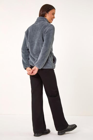 Roman Dark Grey Soft Sherpa Fleece Jacket