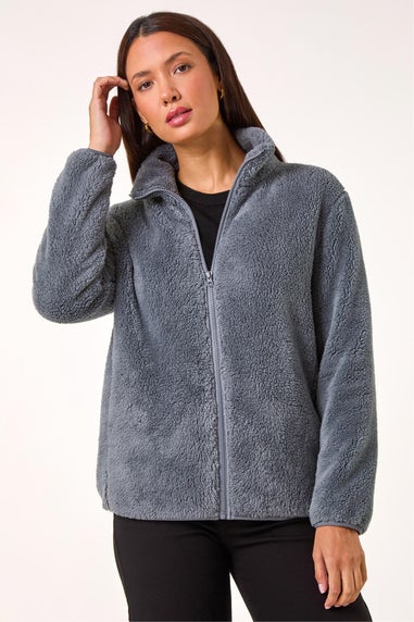Roman Dark Grey Soft Sherpa Fleece Jacket