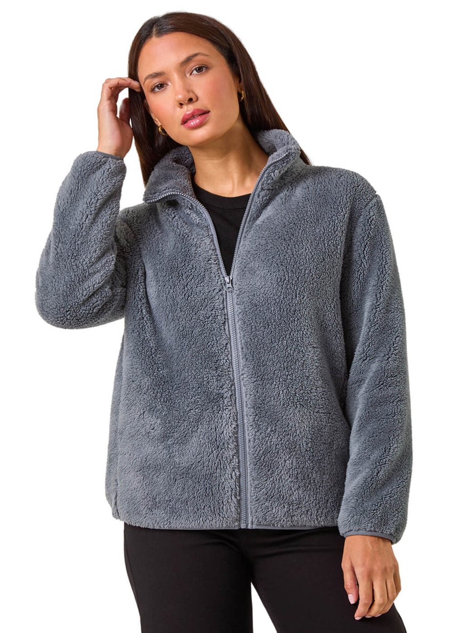 Roman Dark Grey Soft Sherpa Fleece Jacket