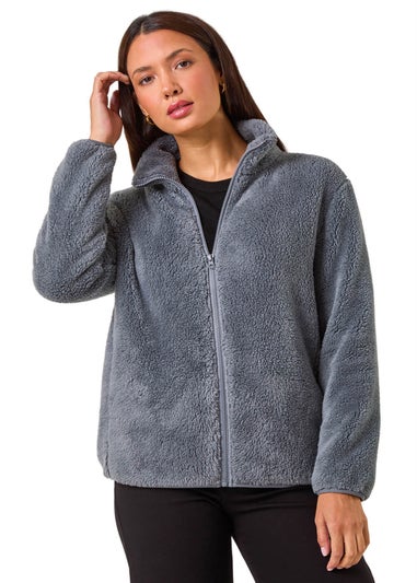 Roman Dark Grey Soft Sherpa Fleece Jacket