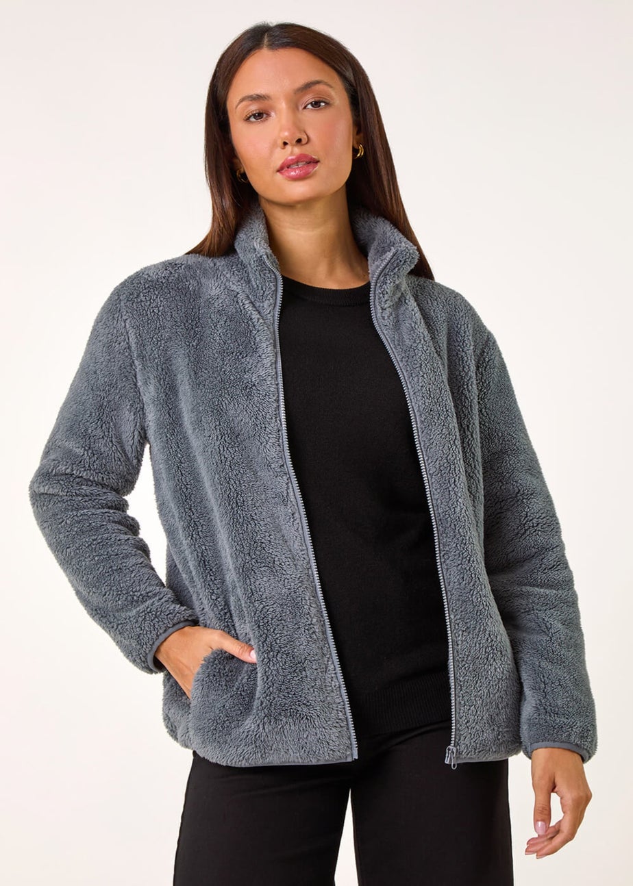 Roman Dark Grey Soft Sherpa Fleece Jacket