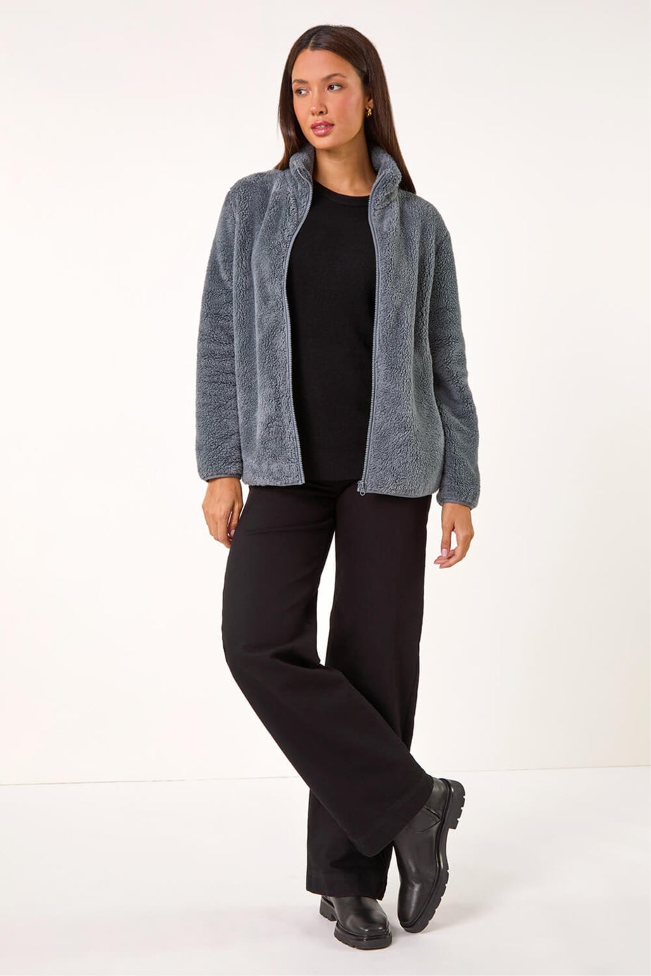 Roman Dark Grey Soft Sherpa Fleece Jacket