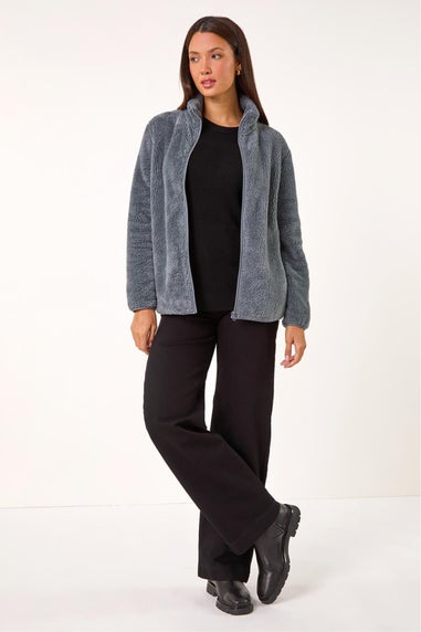 Roman Dark Grey Soft Sherpa Fleece Jacket