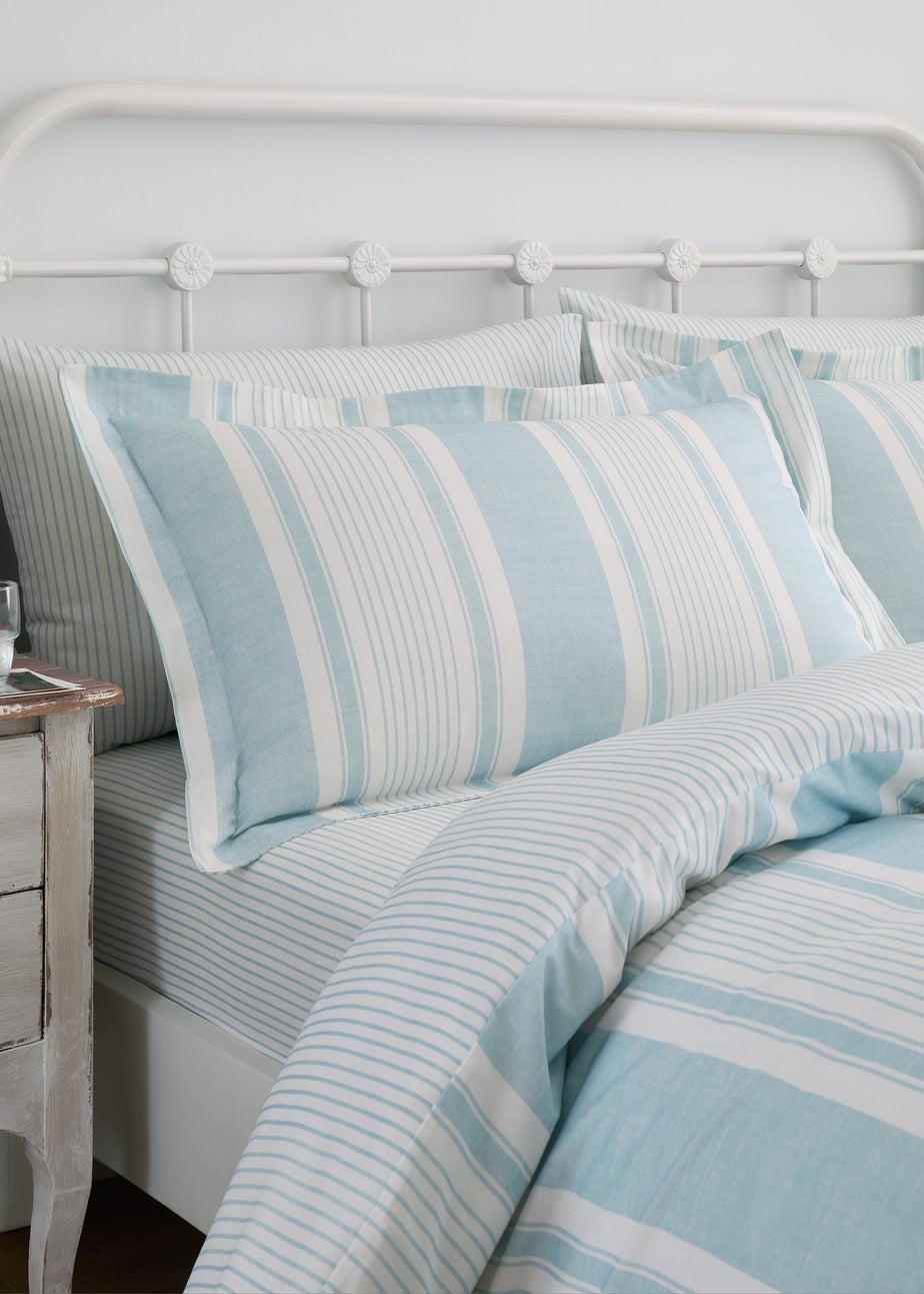 Dreams & Drapes Decorative Finlay Stripe Reversible Blue Duvet Cover Set