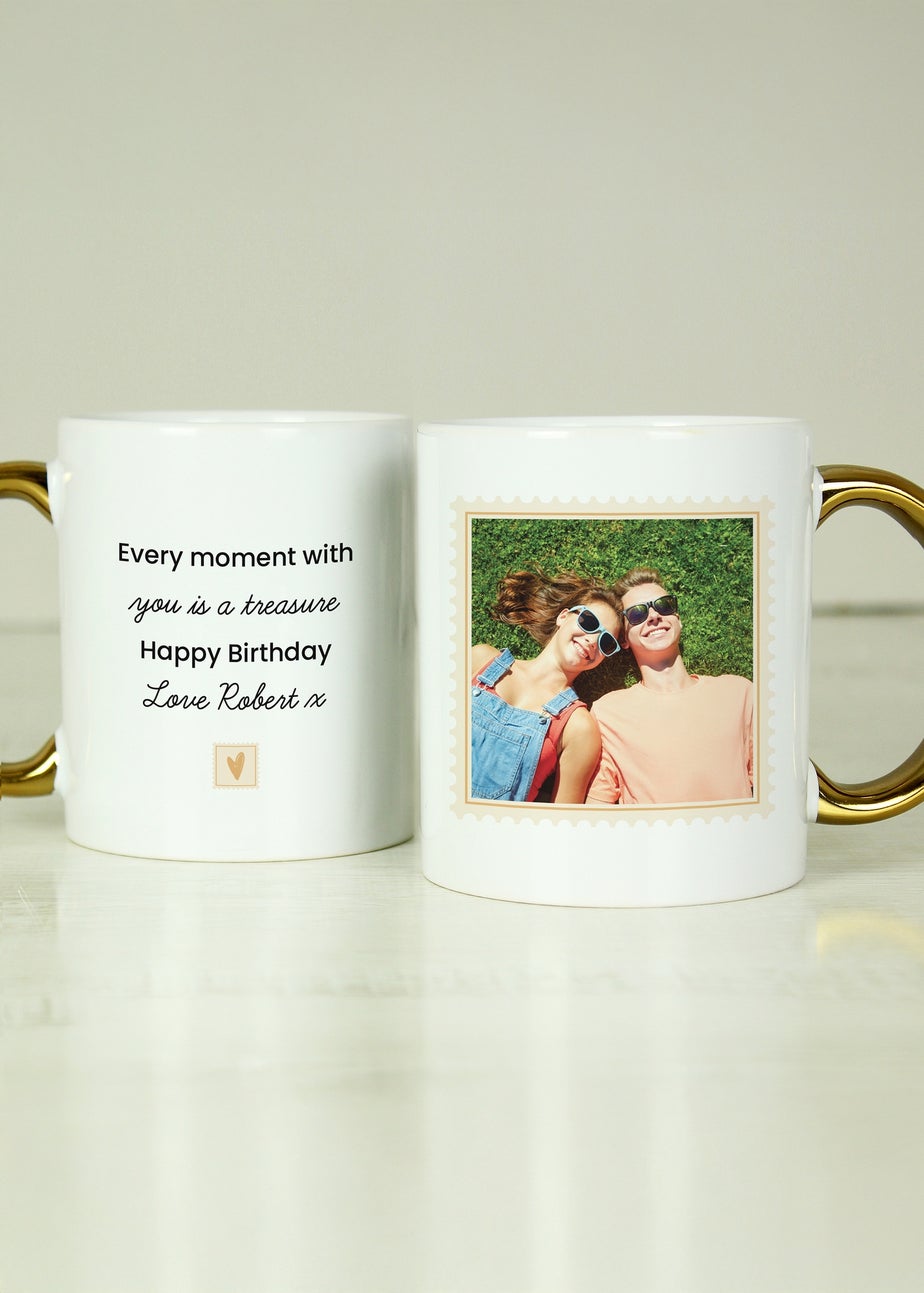 Personalised Memento Company Photo Upload Gold Handled Mug White