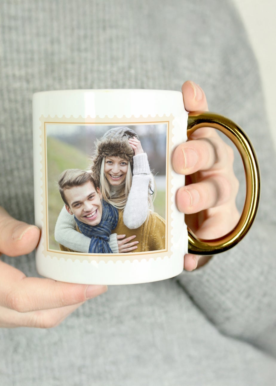 Personalised Memento Company Photo Upload Gold Handled Mug White