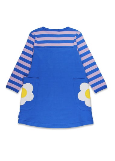 Toby Tiger Organic Purple Blue Daisy Applique Long-Sleeved Dress (12  months - 6 years)