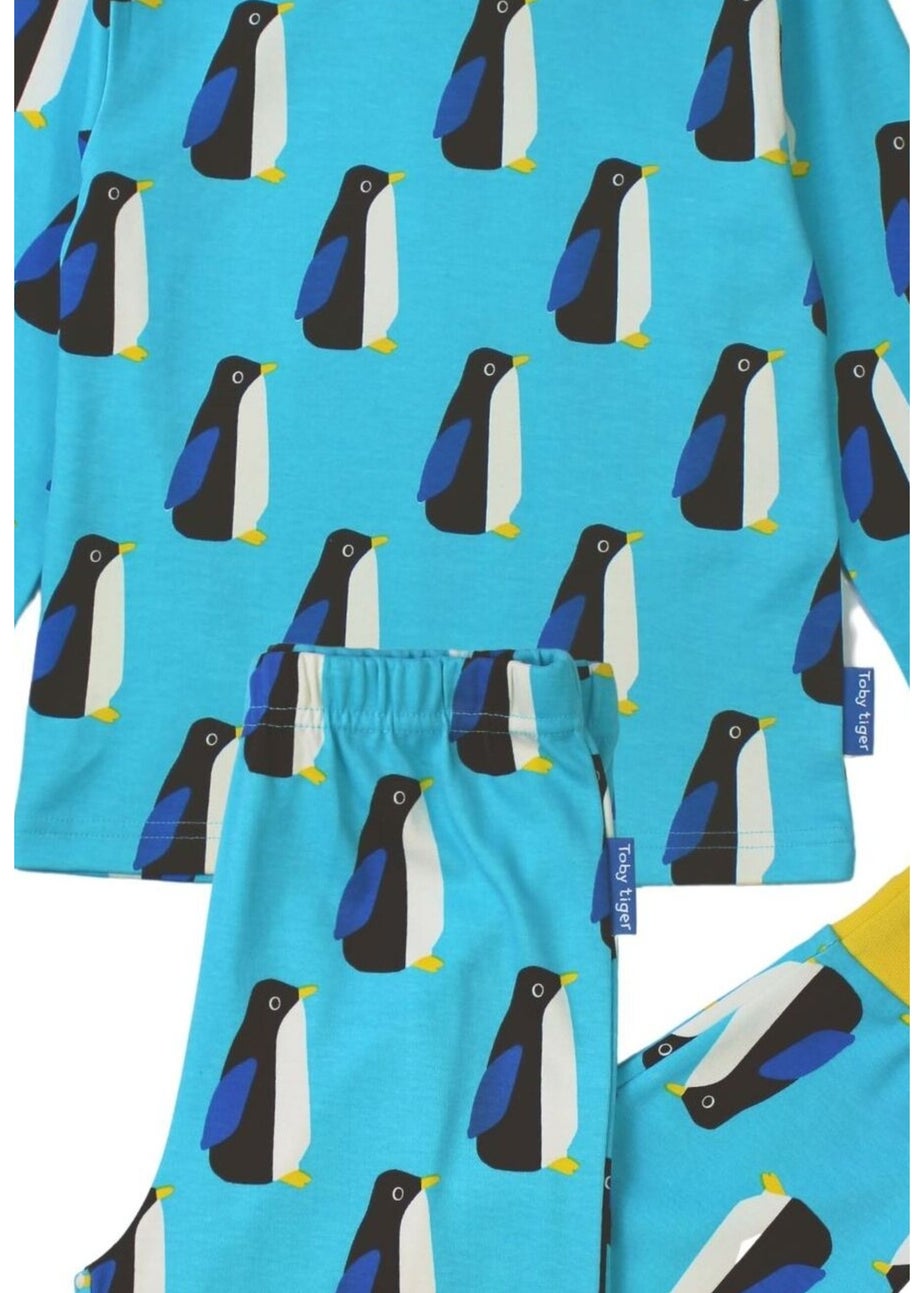 Toby Tiger Organic Blue Penguin Print Pyjamas (12 months - 6 years)
