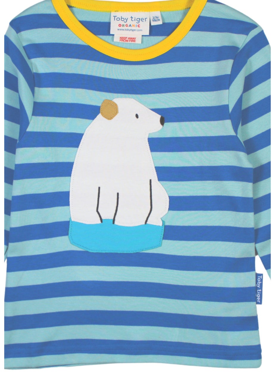Toby Tiger Organic Blue Polar Bear Applique Long-Sleeve T-Shirt (3 months - 8 years)