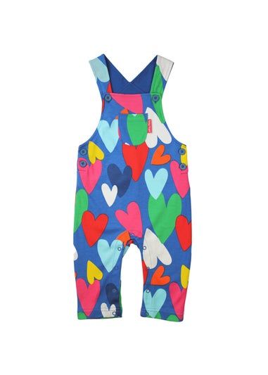 Toby Tiger Organic Multi Colour Heart Print Dungarees (3 months - 4 years)