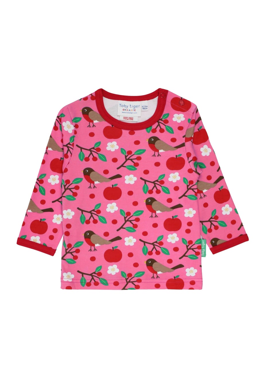 Toby Tiger Organic Pink Robin Print T-Shirt (3 months - 6 years)