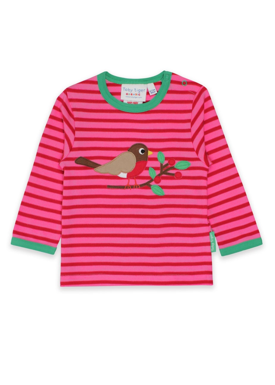 Toby Tiger Organic Pink Robin Applique T-Shirt (3 months - 6 years)