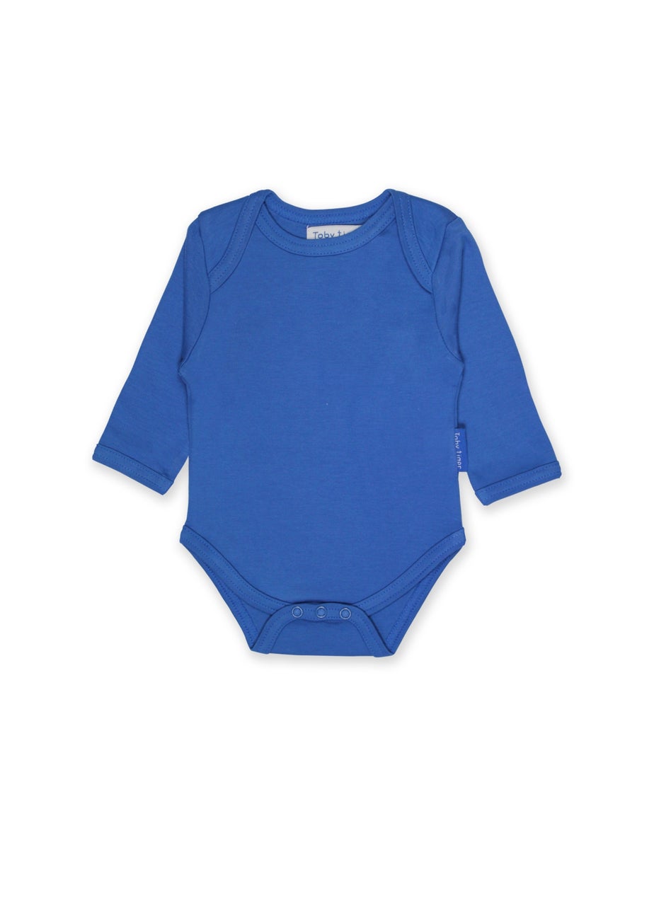 Toby Tiger Organic Blue Basic Long-Sleeved Baby Body (Newborn - 12 months)
