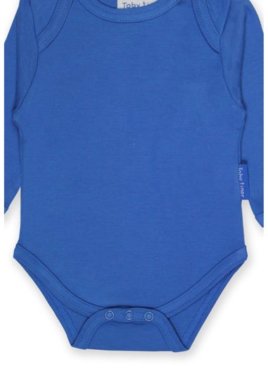 Toby Tiger Organic Blue Basic Long-Sleeved Baby Body (Newborn - 12 months)